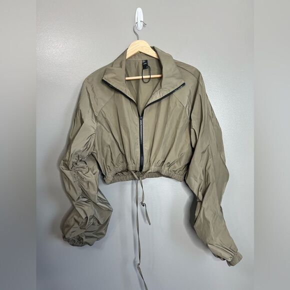 Cropped jacket Cider storm nylon zip up medium army green performance workout - Picture 5 of 7